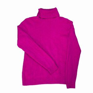 J.Crew Turtleneck Sweater In Vibrant Fuchsia Cashmere Size L